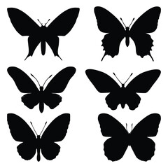 monochrome Butterfly Silhouettes Vector