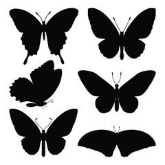 monochrome Butterfly Silhouettes Vector