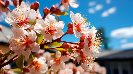 beautiful flowers of the cherry blossoms in spring season