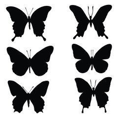 monochrome Butterfly Silhouettes Vector