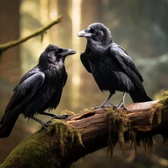 Foto op Aluminium fotografia con detalle de pareja de cuervos posados sobre una rama © Iridium Creatives