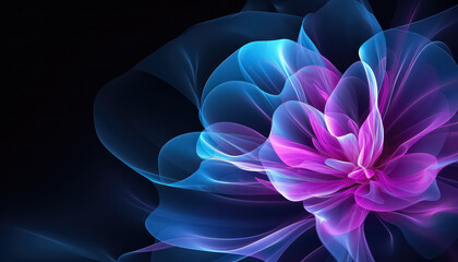 Lotus flower energy on black background in neon color ,spring concept