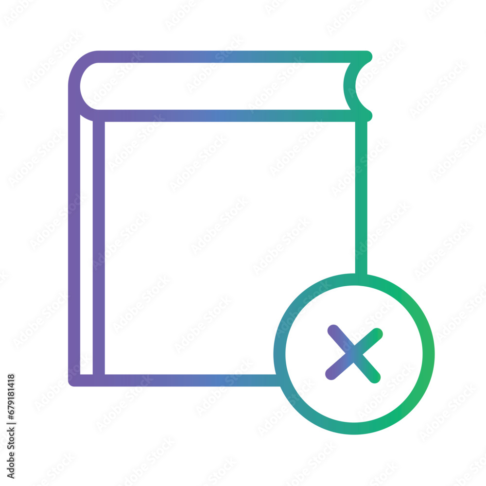 Poster and book delete gradient outline icon