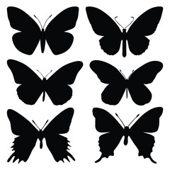 monochrome Butterfly Silhouettes Vector