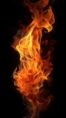 Fototapeta premium Isolated fire flame on black background