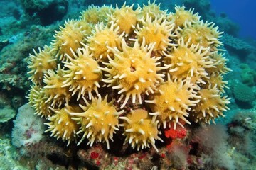 Naklejka na ściany i meble cluster of yellow coral polyps