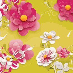Pink and white floral pattern, featuring delicate flowers in a beautiful arrangement.