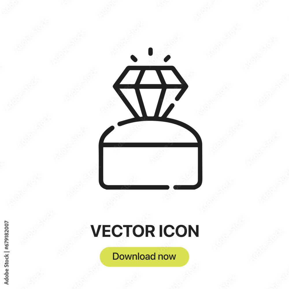 Aufkleber Diamond icon vector. Linear-style sign for mobile concept and web design. Diamond symbol illustration. Pixel vector graphics - Vector.