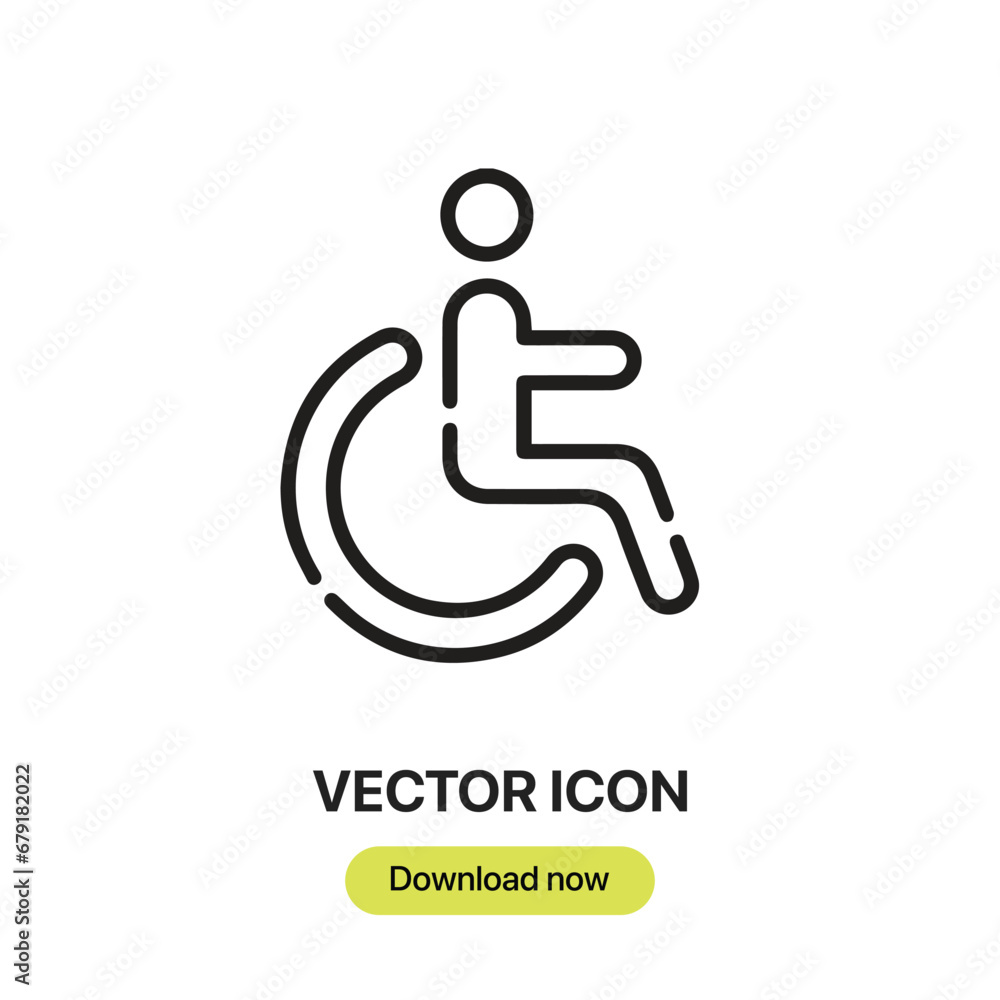 Fototapete Disability icon vector. Linear-style sign for mobile concept and web design. Disability symbol illustration. Pixel vector graphics - Vector.