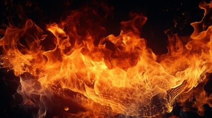 Isolated fire flame on black background