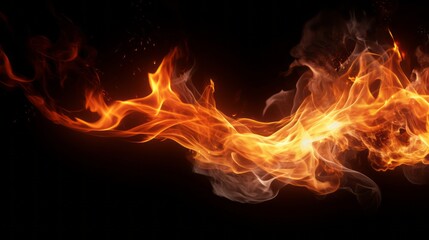 Fototapeta premium Isolated fire flame on black background