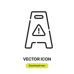Wet Floor icon vector. Linear-style sign for mobile concept and web design. Wet Floor symbol illustration. Pixel vector graphics - Vector.