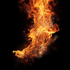 Fototapeta premium Isolated fire flame on black background