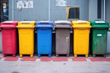 a view of several trash segregation bins