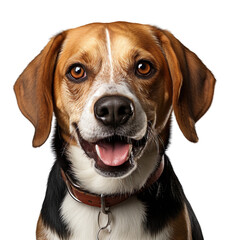 front view close up of Beagle dog isolated on a white transparent background 
