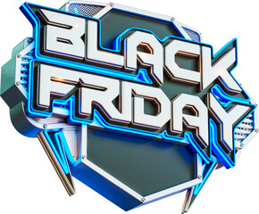Naklejka premium Black Friday Sale Banner 3d Render Cutout