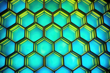 an illuminated hexagonal pattern on a synthetic material