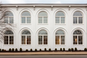 Obraz premium large rounded windows on a white italianate building