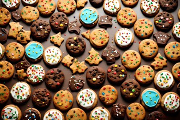 ookies with sprinkles in different color and choclate