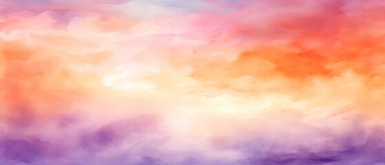 Abstract watercolor symphony in orange and purple shades