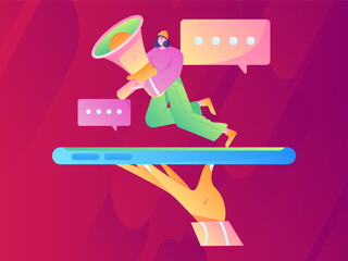 Notification announcement vector creative flat hand drawn illustration
