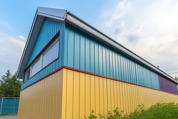 Fototapeta na wymiar colored metal cladding on a modern loft building