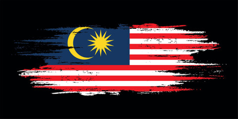 Malaysia brush flag, Malaysia flag brush watercolor flag design element