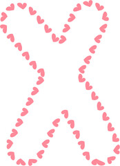 X Alphabet pink heart frame, Valentine