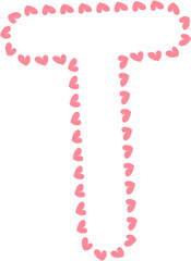T Alphabet pink heart frame, Valentine