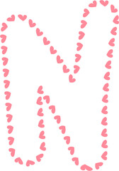 N Alphabet pink heart frame, Valentine