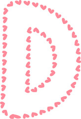 D Alphabet pink heart frame, Valentine