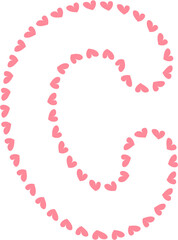 C Alphabet pink heart frame, Valentine