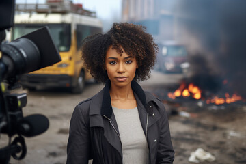 Professional journalist ready for live broadcasting ready reportage Generative AI picture