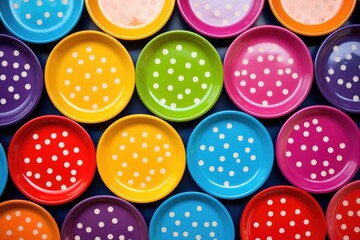 polka dots pattern on colorful dinner plates