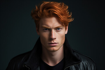 Generative ai modern technology portrait of attractive young man red hairstyle - 679190428