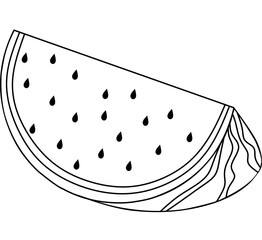 illustration of a watermelon. Simple illustration. Line art. Outline. 