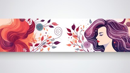Banner design for Women Day with flowers and face woman illustration.
