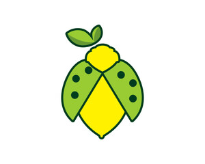Lemon with ladybird incorporating vector logo