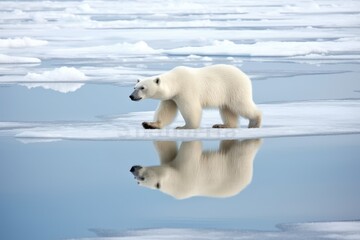 a polar bear walking on melting ice