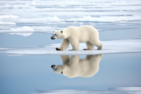 A Polar Bear Walking On Melting Ice