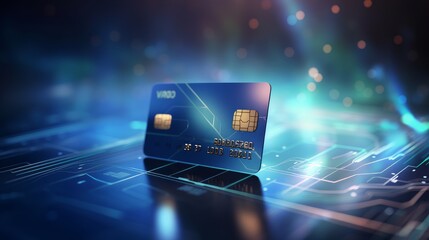 3D credit card money financial security for online shopping, online payment credit card with payment protection concept. 3d render for business finance, online shopping for security with hand concept 