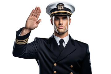 Sailor's Salute in Crisp Uniform -on transparent background