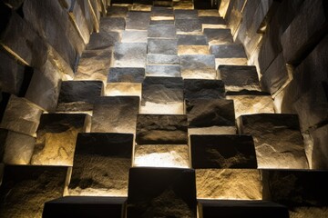 stacked marble stone wall under dim light