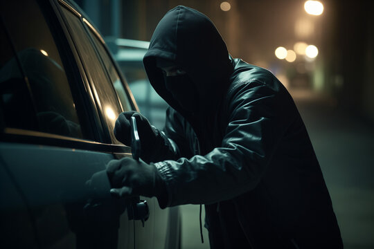 Thief trying to steal a car