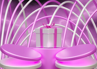 Pink elegant luxury background for product display,3D Pink Elegant Circle Pedestal