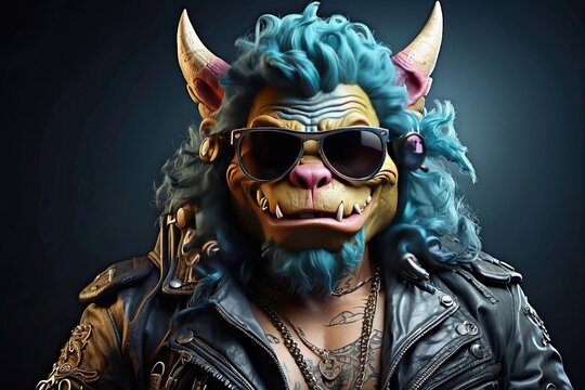 Swagg savage smiling monster, biker style getup, Biker monster like exclusive handsome monster