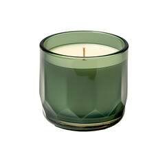 Dark green scented candle glass jar on transparent background, white background, isolated, icon material, vector illustration