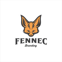 Fennec Fox Logo Design Vector Image