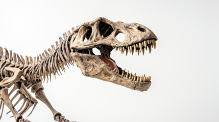 Dinosaur skeleton on white background