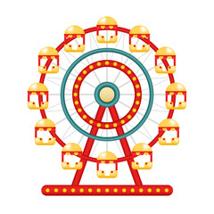 Ferris wheel. Vector clipart isolated on white background.